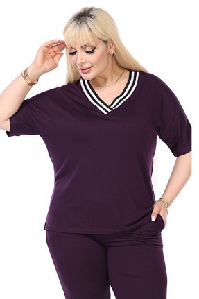 ست گرمکن سایز بزرگ بنفش زنانه مخلوط ویسکون MELSAY - کد 815957537