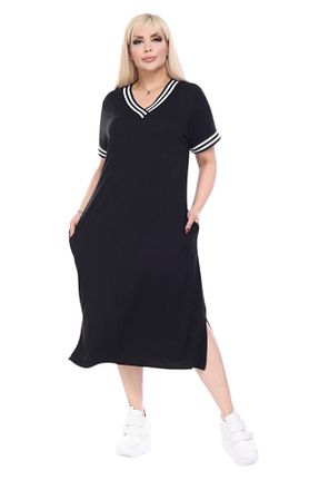 لباس سایز بزرگ مشکی زنانه ویسکون MELSAY - کد 802280890