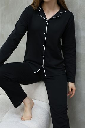 ست لباس راحتی مشکی زنانه ساده Arvin Pijama - کد 880045457