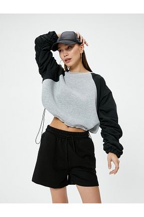 سوئیشرت طوسی زنانه ساده Koton - کد 807912098