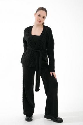 ست بالاتنه و پائین تنه مشکی زنانه تریکو ACELYA - کد 880070830