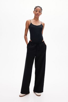شلوار کرمگن مشکی زنانه پنبه ای H&M - کد 857901057