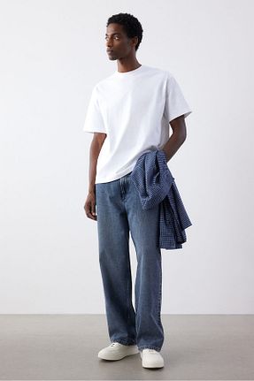 تیشرت سفید مردانه یقه بند دار H&M - کد 854148920