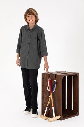 پیراهن طوسی بچه گانه یقه پیراهنی U.S. Polo Assn. - کد 862510312