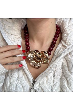 گردنبند جواهر زرشکی زنانه منجق illys - کد 880189822