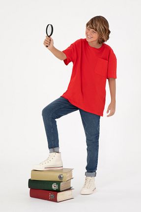 تیشرت قرمز بچه گانه یقه دوچرخه U.S. Polo Assn. - کد 866615091