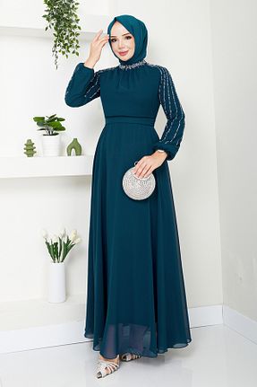 لباس مجلسی حجاب آبی زنانه یقه دوچرخه ModaMerve - کد 852119445