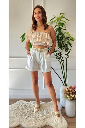 شلوارک و برمودا نباتی زنانه فاق بلند My Boutique - کد 880205656