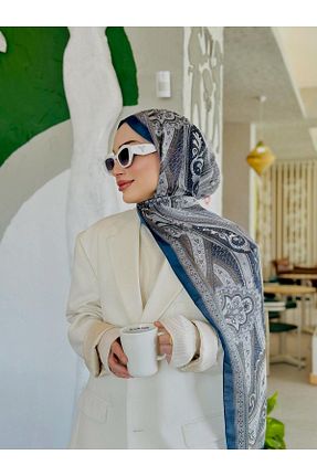 شال سرمه ای زنانه پنبه ای Oxygen Scarfs - کد 880209237
