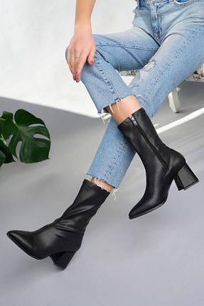 بوت / نیم بوت مشکی زنانه چرم مصنوعی HVZ Exclusive - کد 866948358