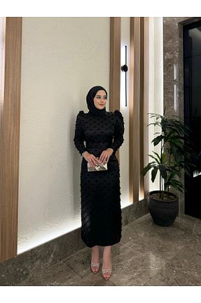 لباس مجلسی حجاب مشکی زنانه یقه دوچرخه By Atelier - کد 872897674