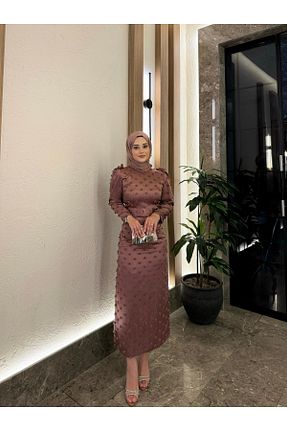 لباس مجلسی حجاب صورتی زنانه یقه دوچرخه By Atelier - کد 872897629