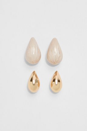 گوشواره جواهر طلائی اکریلیک Stradivarius - کد 880466180