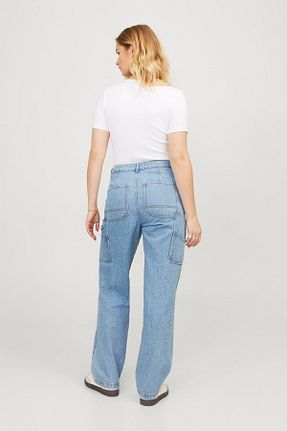 شلوار جین آبی زنانه پاچه پهن Jack & Jones - کد 818418052