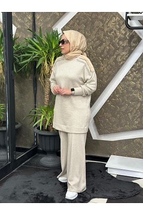 ست بالاتنه و پائین تنه بژ زنانه تریکو qupra - کد 880198619