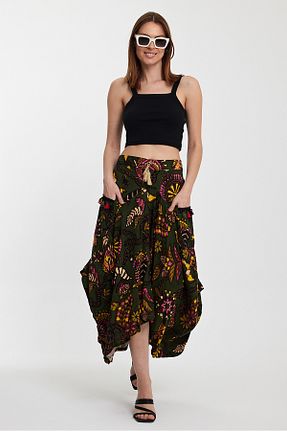دامن خاکی زنانه ویسکون Denismoda - کد 852995016