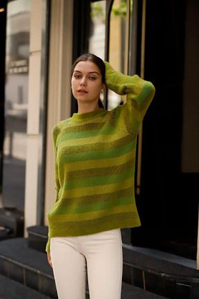 پلیور سایز بزرگ سبز زنانه رگولار Vinomsk - کد 880586489