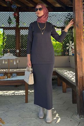 ست بالاتنه و پائین تنه حجاب طوسی زنانه رگولار Rabia Şamlı - کد 880633693