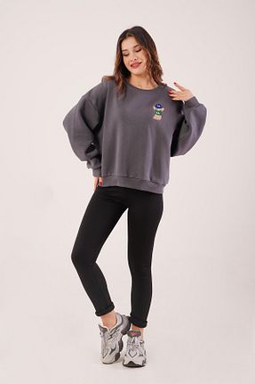 سوئیشرت طوسی زنانه ساده Hipo Trend - کد 880649405