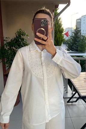 پیراهن سفید زنانه رگولار Butik - کد 880650087