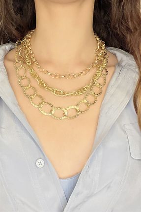 گردنبند جواهر طلائی زنانه فلزی Sose Moda - کد 639995232