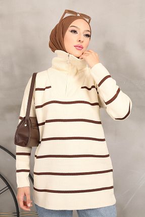 تونیک حجاب بژ زنانه پنبه ای İmajButik - کد 781520586
