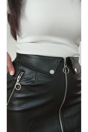 دامن مشکی زنانه چرم مصنوعی KEEP LOOK - کد 880669598