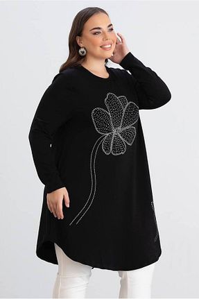 تونیک سایز بزرگ مشکی زنانه بافت FOR ESRA BIG TREND - کد 880676899