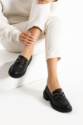 کفش لوفر مشکی زنانه چرم مصنوعی PARİS - کد 880745874