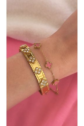 دستبند استیل (فولاد) صورتی زنانه استیل (فولاد) Opia JEWELRY - کد 880704178