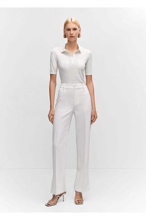 تیشرت سفید زنانه رگولار MANGO - کد 748877576