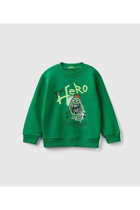 سوئیشرت سبز بچه گانه چاپی United Colors of Benetton - کد 849108869