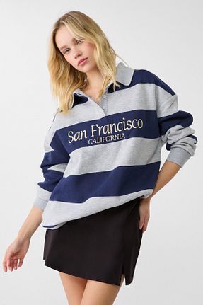 سوئیشرت سرمه ای زنانه Relaxed Stradivarius - کد 883462724