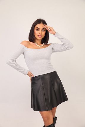 بلوز طوسی زنانه بافت دار ZINNUR YALCIN - کد 880799991