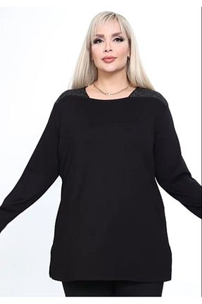 بلوز سایز بزرگ مشکی زنانه سایز بزرگ FOR ESRA BIG TREND - کد 880808495