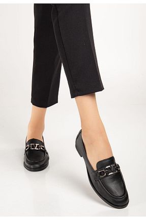 کفش لوفر مشکی زنانه چرم خالص derim shoes - کد 881038612