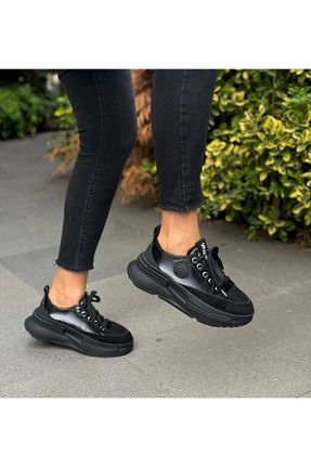 کفش اسنیکر مشکی زنانه بند دار MİSS PARK MODA - کد 880861700