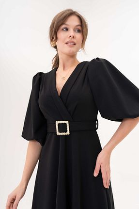 لباس مجلسی و فارغ التحصیلی مشکی زنانه کرپ vuvutasarım - کد 880873028