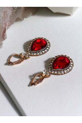 گوشواره جواهر قرمز سنگ FAYRA ACCESSORIES - کد 796824932
