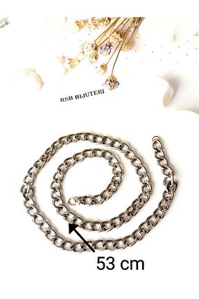گردنبند استیل ( فولاد ) طوسی زنانه استیل ضد زنگ RSB Bijuteri - کد 880897954