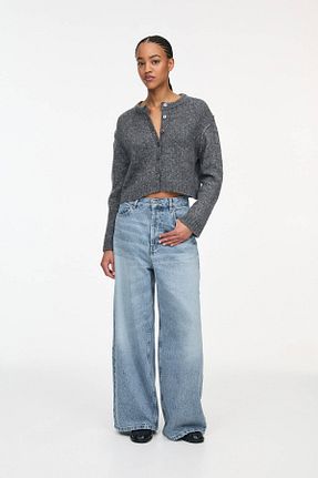 شلوار جین آبی زنانه پاچه پهن Pull & Bear - کد 881068305