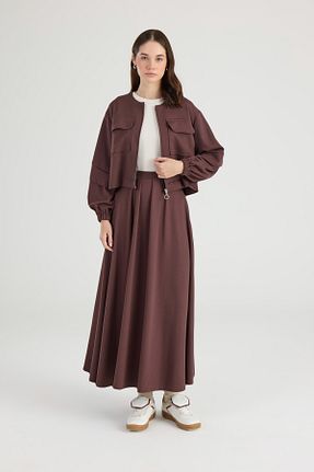 ست بالاتنه و پائین تنه قهوه ای زنانه بافتنی Birgül Bektaş - کد 881370183