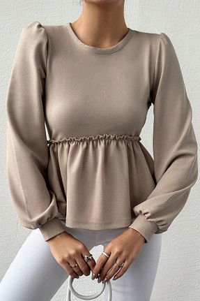 بلوز بژ زنانه ساده TrendyFashion - کد 881198463