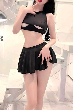 دامن مشکی زنانه پلنگی BENİMOLMALI - کد 881285286