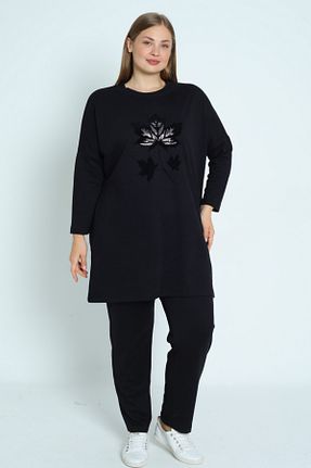 ست بالاتنه و پائین تنه سایز بزرگ مشکی زنانه فاق نرمال İntensive - کد 881286320