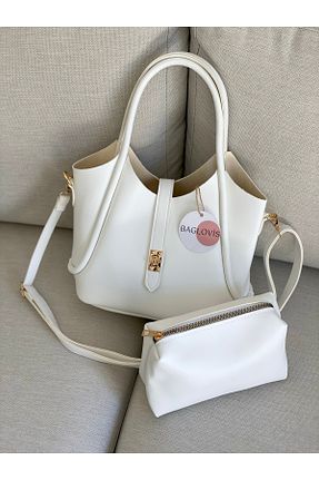 کیف دوشی سفید زنانه چرم مصنوعی BAGLOVİS - کد 881294229