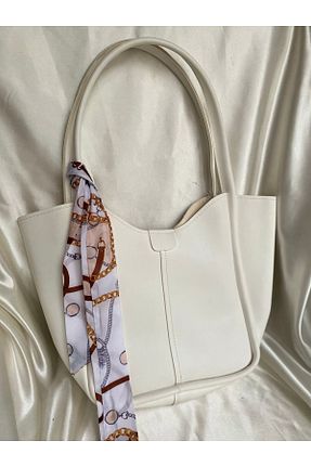 کیف دوشی سفید زنانه چرم مصنوعی Butik - کد 881348486