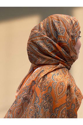 روسری نارنجی پلی استر efdal şal eşarp - کد 849942873