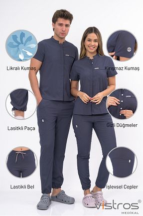 لباس کار طوسی Vistros Medikal - کد 872083567