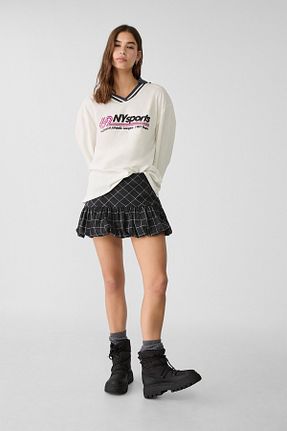 شلوارک و برمودا طوسی زنانه فاق بلند Stradivarius - کد 881376879